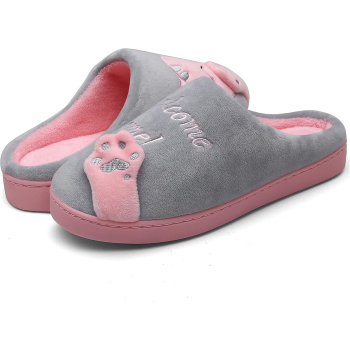 Тапочки зимові Mishansha для жінок та чоловіків, теплі, з плюшу, з піною Memory Foam, розмір 36-47, колір: жовтий (39/40 EU, сірий)