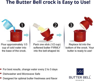 Butter Bell BB-CCBLK The Original Crock by L. Tremain, Cafe Retro Collection - Glossy, Bone China, Midnight Black