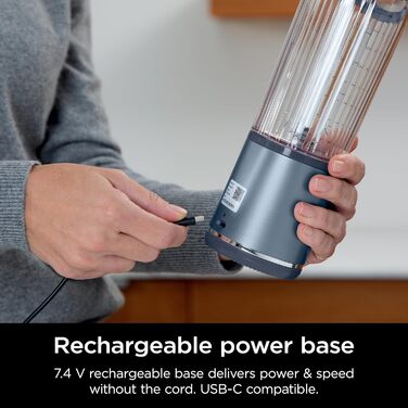 Ninja BC151WH Blast Portable Blender, cordless, 530 ml container, personal blender for shakes and smoothies, BPA-free, leak-proof lid and drinking spout, USB-C rechargeable, dishwasher-safe White/Opulent Garden