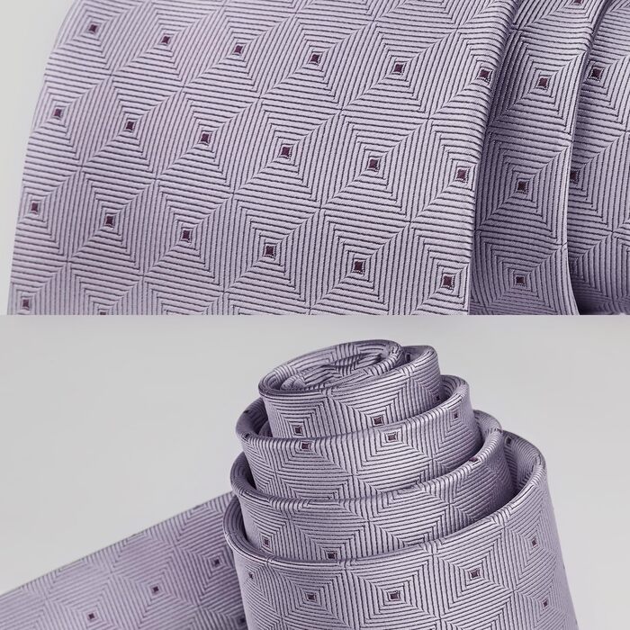 Краватка Enlision для чоловіків у клітинку з кишеньковим хустиною, формальний/діловий стиль (фіолетовий)