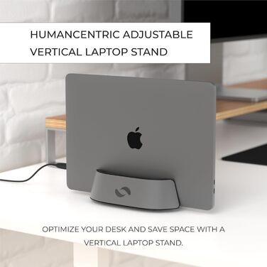 HumanCentric Adjustable Laptop Stand & Dock - Leather & Aluminum - for MacBook Pro & Laptops (0.5-1.5