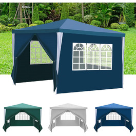 Waterproof Garden Gazebo, Gazebo, Stable and Winter-Proof with 4 Side Panels and Windows, Garden Party Tent with UV Protection 50+ for Parties, Market Stalls, Flea Markets, and Camping, Green, 3x3m (Blue-3x3M)