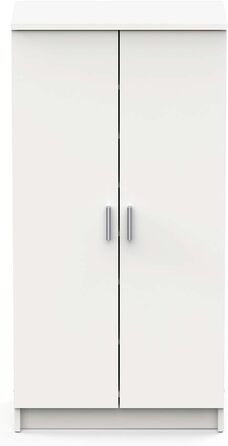 Multifunctional wardrobe with two doors, six shelves, white color, dimensions 55 x 108 x 36 cm