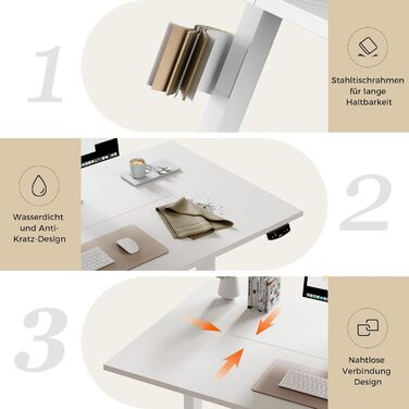 Електричний стіл Agilestic з регулюванням висоти 180x80 см, білий. Зручний комп'ютерний стіл з пам'яттю, ергономічний, стабільний