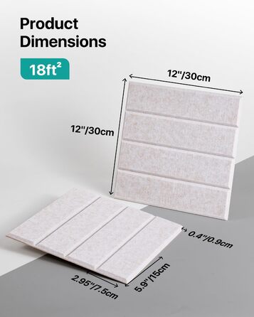 Самоклеючі акустичні панелі Soundsbay для шумоізоляції зі поліестеру, 30×30×0.9 см, світло-бежевий, набір 18 шт — звукопоглинаючі плити для стін