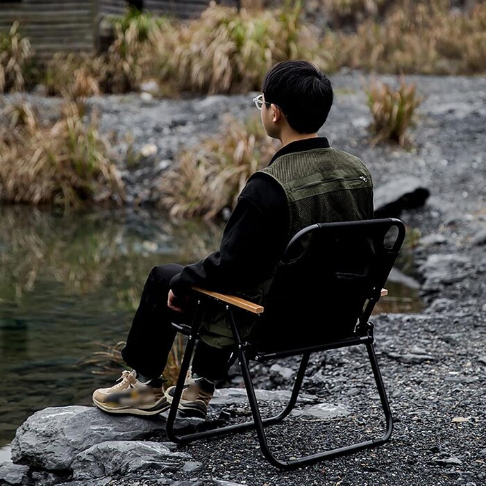 Кемпінговий стілець складний, камуфляжний, 225 кг, Oxford, для риболовлі, пікніка, подорожей - Green/Black