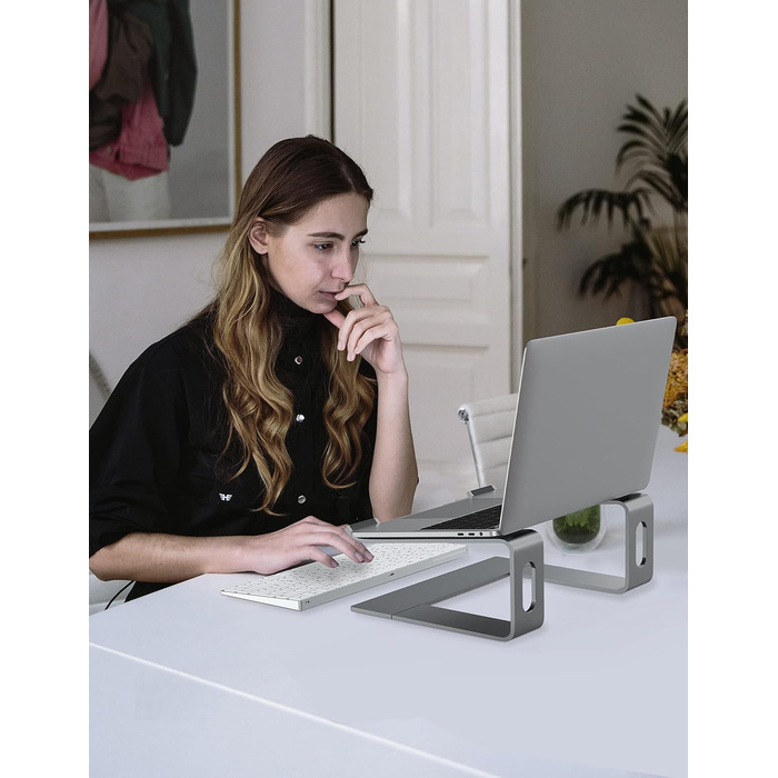 Підставка для ноутбука Alashi настільна, алюмінієва, ергономічна, сіра (10-15.6 дюймів)