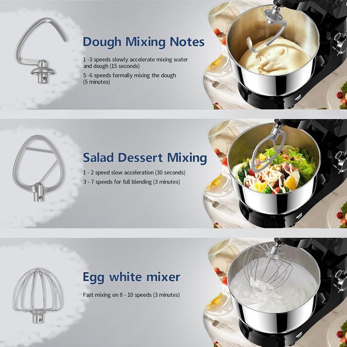 Міксер тістовий Vezzio Knetmaschine 1500W, 4.5л, 10 швидкостей, зелений/чорний