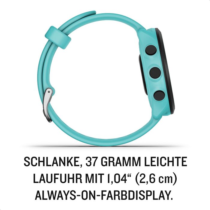 Garmin Forerunner 55 – GPS-годинник для бігу з кольоровим дисплеєм, що завжди активний, щоденними рекомендаціями тренувань, прогнозом часу пробіжки, спортивними функціями та до 14 днів роботи від акумулятора (Блакитний, Single)