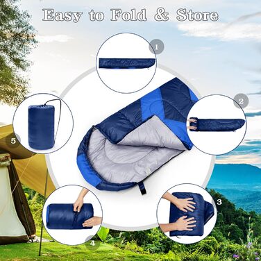 Zusentee 4-Season Sleeping Bag - Waterproof, Lightweight, Ultralight for Adults & Kids - Camping, Hiking, Travel
