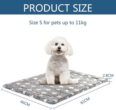 Підстилка для собак KROSER Fancy Crate Pad - двостороння, машинна стирка, для собак малого та великого розміру, 61x46x3 см, сіра та темно-синя, зірковий принт