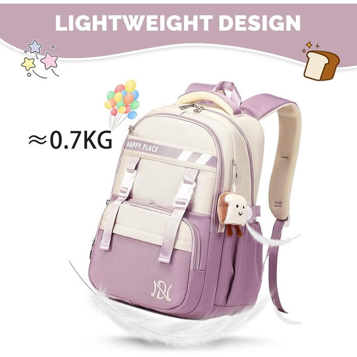 Шкільний рюкзак IvyH для дівчаток, водонепроникний, для 5-9 класів, з нейлону, велика місткість, зелено-фіолетовий