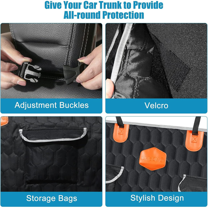 Автоматичний килимок для собак OneAmg у машину, 182x101 см (Чорний) - захист заднього сидіння, з віконцем, бічними панелями та ременями безпеки