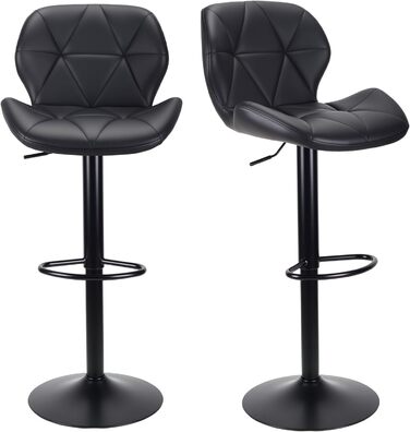 WangPangzi Adjustable Bar Stools 2-Pack with Backrest - Padded Leatherette Kitchen Bar Chairs with Footrest for Counter Height, Restaurants, Hotels & Bars (Black)