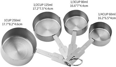 Measuring spoon, square handle, measuring cup, measuring spoon, kitchen for cooking (silver)