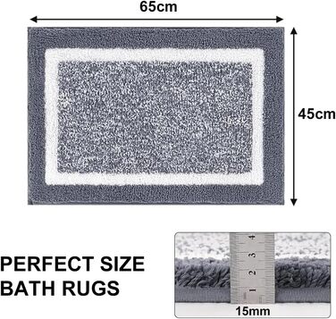 Килимок для ванної кімнати SHACOS, антиковзкий, м'який, водопоглинаючий, 45 x 65 см, сірий