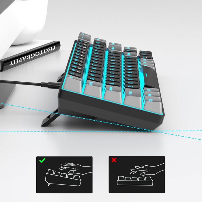 Механічна ігрова клавіатура MageGee MK-Box 68 клавіш, TKL, з LED-підсвічуванням, з червоним перемикачем, для Windows, Laptop, Mac, чорно-сіра