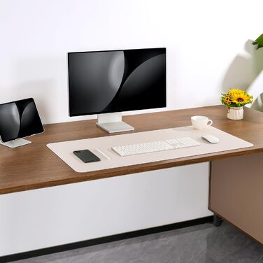 Підкладка для столу двостороння антиковзаюча, килимок для миші та ноутбука, офісний аксесуар, штучна шкіра, 40 x 80 см (сірий, салатовий)