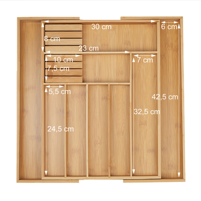 Relaxdays Extendable Bamboo Cutlery Box