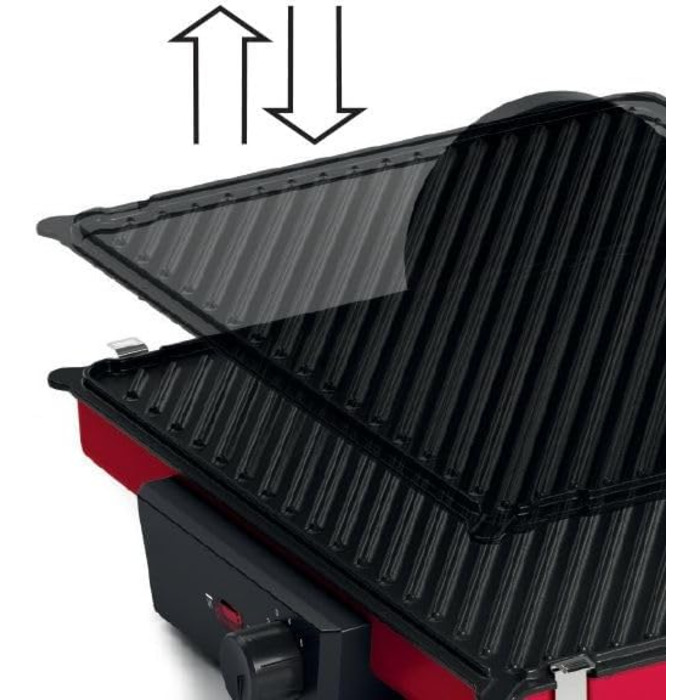 Електричний контактний гриль Bosch TCG4104 3-в-1, 2000 Вт, червоний, з регулюванням температури та знімними алюмінієвими пластинами