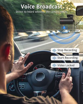 Відеореєстратор GKU Dashcam Auto: 2.5K, 1600P, WiFi, 170° Кут огляду, Mini, WDR, Нічне бачення, G-сенсор, Паркування, Loop, App, 256GB
