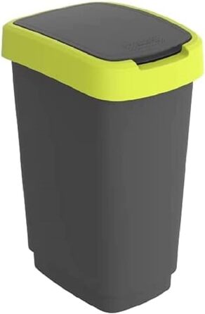 Відро для сміття Rotho Twist 25л з кришкою, пластик (PP), BPA-free, чорний/сріблястий, 25л (33.3 x 25.2 x 47.6 см)