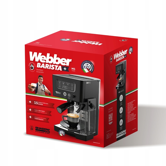 Ріжкова кавомашина Webber M5, 1459 Вт, чорна