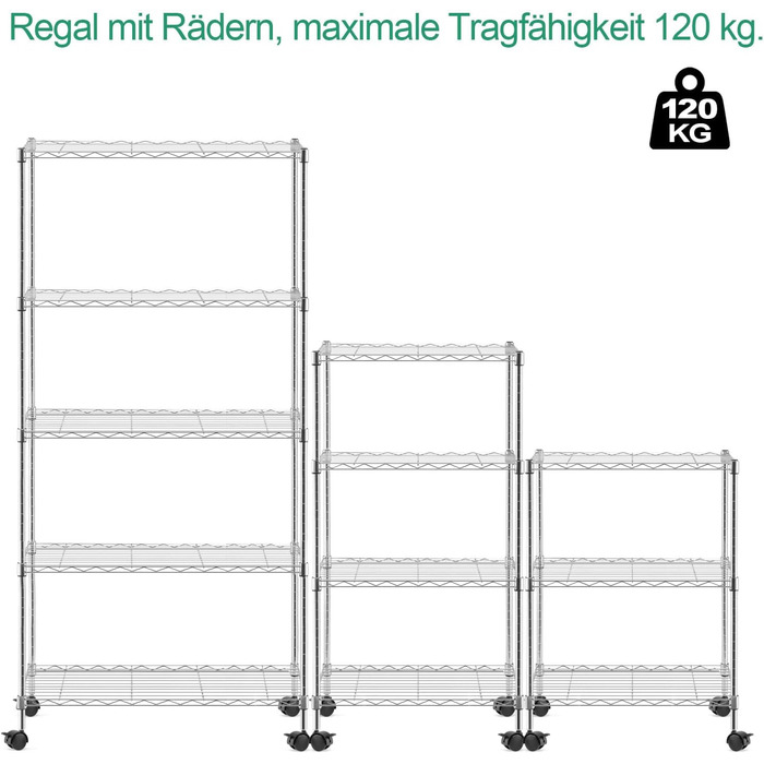 Nilpferd® Metal Wire Shelving Unit - 5 Shelves (89x39x179cm)