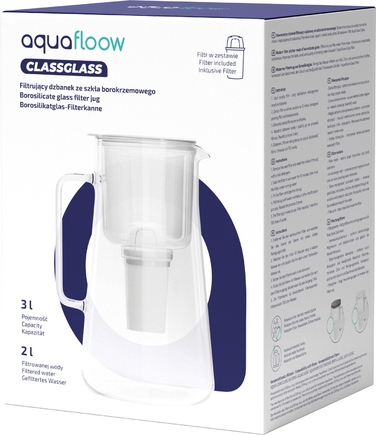 Скляний фільтр-глечик Aquafloow ClassGlass White + 11 фільтрів Class