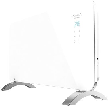 Конвектор Cecotec Ready Warm 6670 Crystal Connection з скляною панеллю, 1000 Вт, WiFi, термостат, таймер, підставка, для ванної кімнати (IP24), тихий, білий