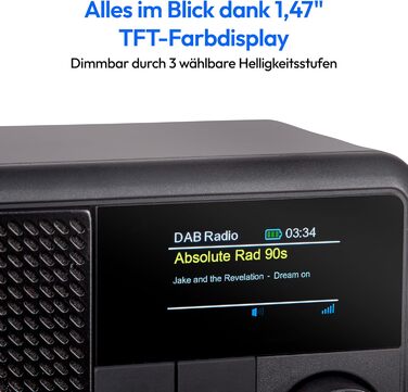 MEDION S66822 Портативне міні-радіо DAB+ з Bluetooth, акумулятор до 6,5 годин, дисплей, телескопічна антена, таймер сну, будильник, AUX, USB-C, зелений (чорний)