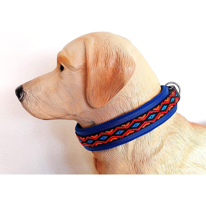 Нашийник для собак Extra-Wide & Soft з неопреновим наповнювачем, кольоровий на синьому, розмір XS (32-37 см)