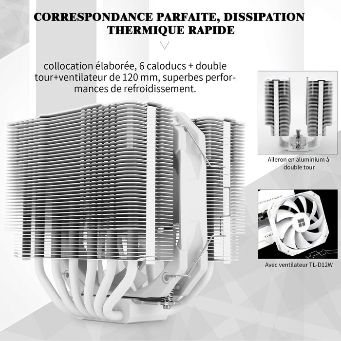 Thermalright Peerless Assassin 120 MINI White - Кулер для CPU з 6 heatpipes, 120mm вентилятором, для AM4/AM5/Intel LGA 1851/1700/1150/1151/1200/2011