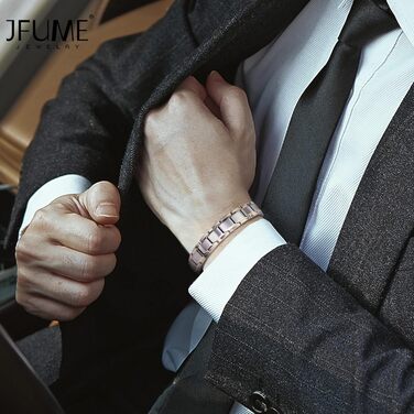 Чоловічий браслет JFUME з нержавіючої сталі, подарунок для чоловіків, 21,5 см, регульований (срібло та золото)
