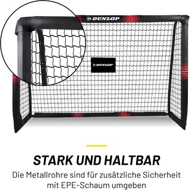 Dunlop Football Goal - Metal Soccer Goal Post - Training Accessory for All Ages - Easy Assembly - 180x120x60cm, 240x160x85cm, 120x300x200cm - Black/Red