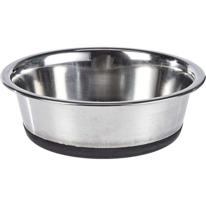 Миска для собак Kerbl з нержавіючої сталі, 2 шт., об'єм 425 мл (2800 мл загальний об'єм), неслизька, срібна