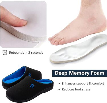 Чоловічі халапи RockDove Original з двокольоровою підошвою з Memory Foam (43.5 EU, Чорний та Сапфірово-синій)