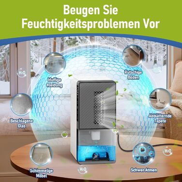 Електричний осушувач повітря 28dB, 2.3L, з фільтром, таймером, для дому та відпочинку