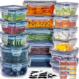 Контейнери для зберігання їжі 48er з кришкою, набір контейнерів для Meal Prep, 24 контейнери + 24 кришки, герметичні та стійкі до протікання, BPA-free, придатні для миття в посудомийній машині, заморожування та використання в мікрохвильовій печі, BXH-24