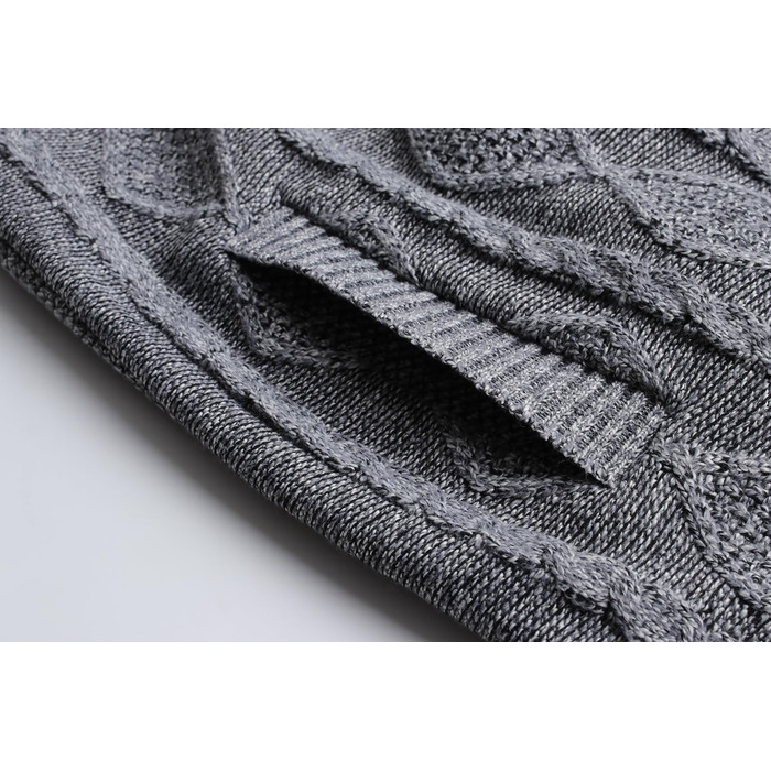 Чоловіча в'язана куртка-кардиган з коміром-стійкою та візерунком коси. Тепла флісова куртка з довгим рукавом для чоловіків (XXL, світло-сірий)