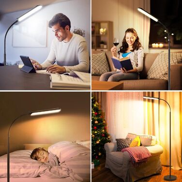 LED-стельова лампа Marctronic для вітальні, диммування, регулювання висоти, 18W, 1800LM, з пультом та сенсором, сучасний дизайн, для офісу, спальні (чорний)