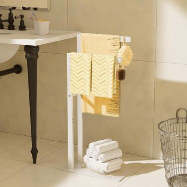 Підставка для рушників Yawinhe Freistehend, підставка для рушників стояча з нержавіючої сталі, 2 стійки, полиця для одягу у ванну кімнату, білий, 40x20x80 см, SMJ003W