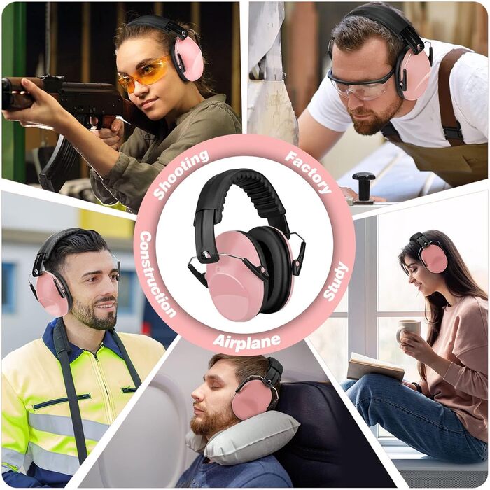 Дитячий захист вух: навушники від шуму, комфортні, складні, для школи, аутизму, сну, навчання, ADHS, феєрверків, концертів (світлорожевий/1 шт.)