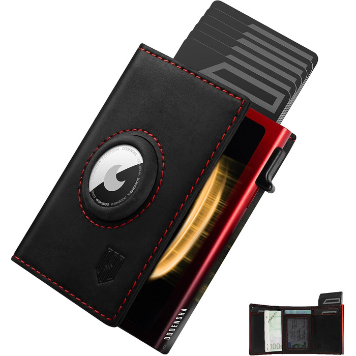 Портмоне Dodenša MagSnap для чоловіків з RFID захистом, відділенням для AirTag, картхолдером та відділенням для монет (Чорний/Червоний)