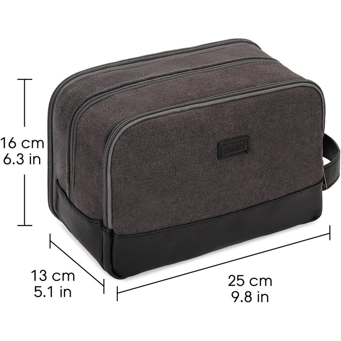 Чоловіча дорожня косметичка WANDF з канвасу, водонепроникна, зелена/темно-сіра