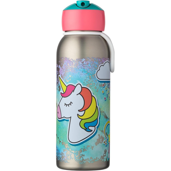 Mepal - Flip-Up Campus Thermos Flask - Insulated Drinking Bottles for Kids - Stainless Steel Thermos - 9 Hours Hot & 12 Hours Cold - BPA-Free - 350 ml - Unicorn