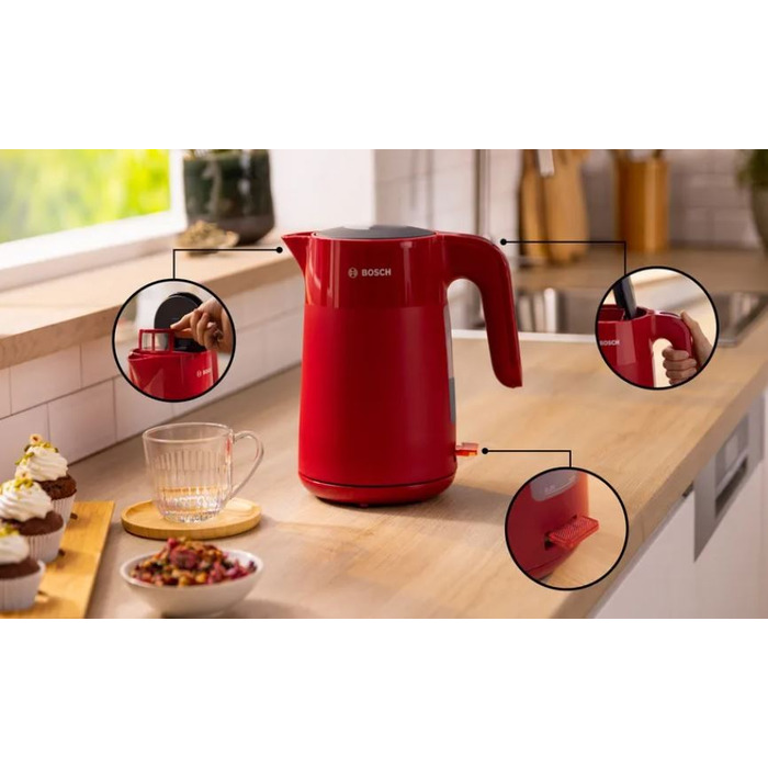Електричний чайник Bosch MyMoment 1.7л TWK2M164, бездротовий, червоний