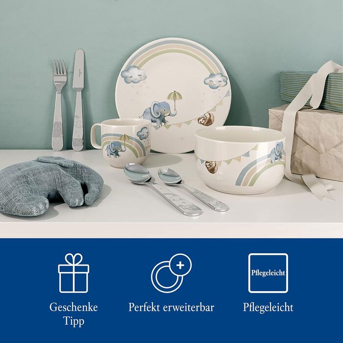 Набір дитячого столового прибору Villeroy & Boch Boho Kids (4 шт.) з нержавіючої сталі, сріблясто-платиновий, для миття в посудомийній машині