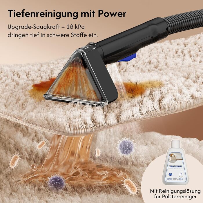 B Fluffy N6 Kit: Миючий пилосос 3-в-1 для м'яких меблів, килимів та диванів. Комплект з миючим засобом. Потужність 600W, 18kPa, 2.3L+1.2L резервуари.