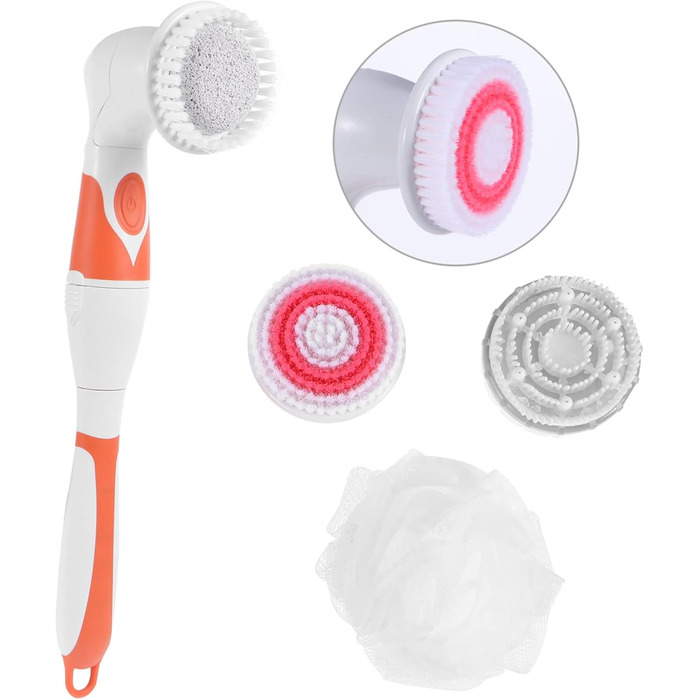 1Satz Multifunctional Electric Bath Brush Shower Massage Brush for Back Care, Long Handle, No Battery, Random Color Selection